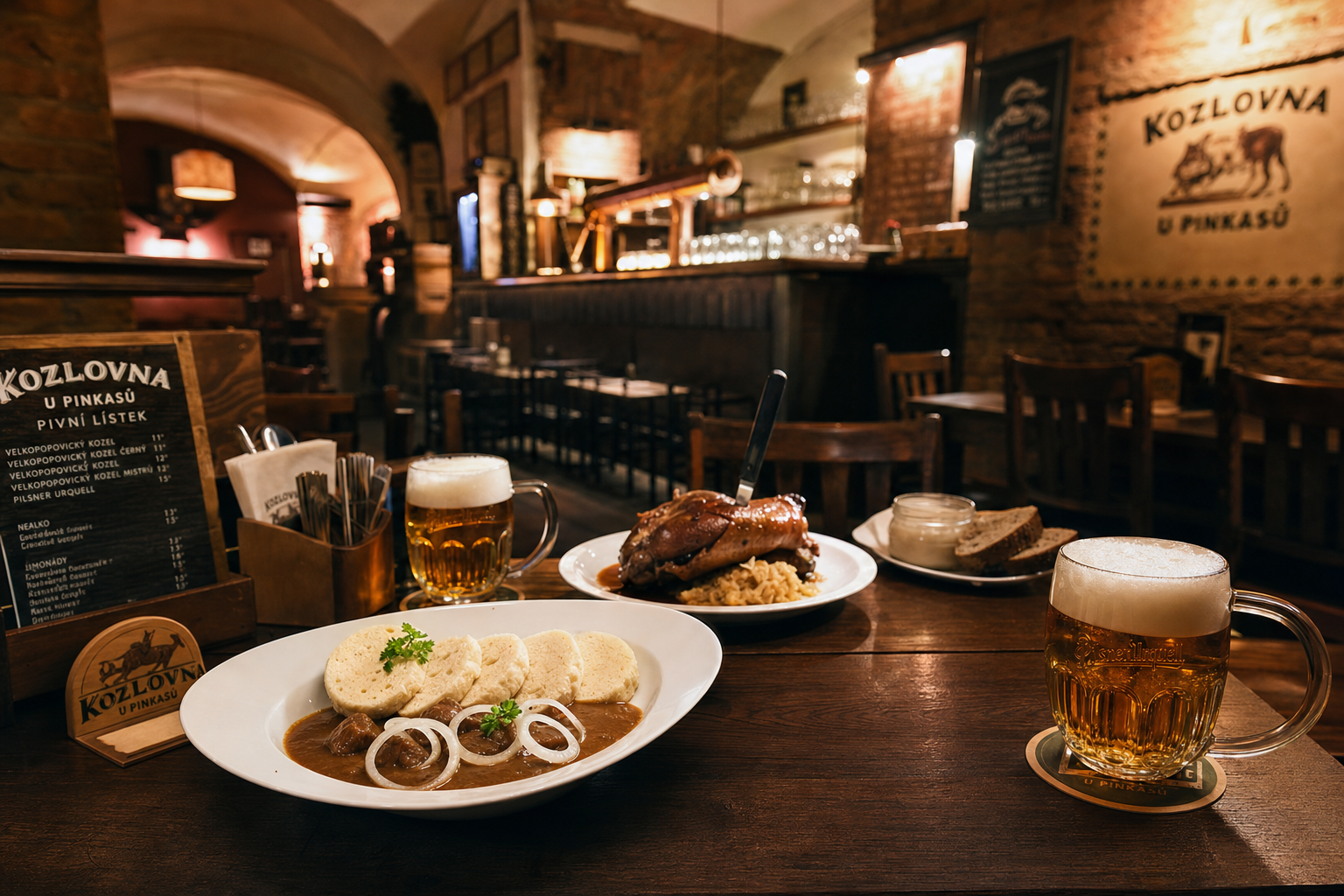 Interiér restaurace Kozlovna U Anděla